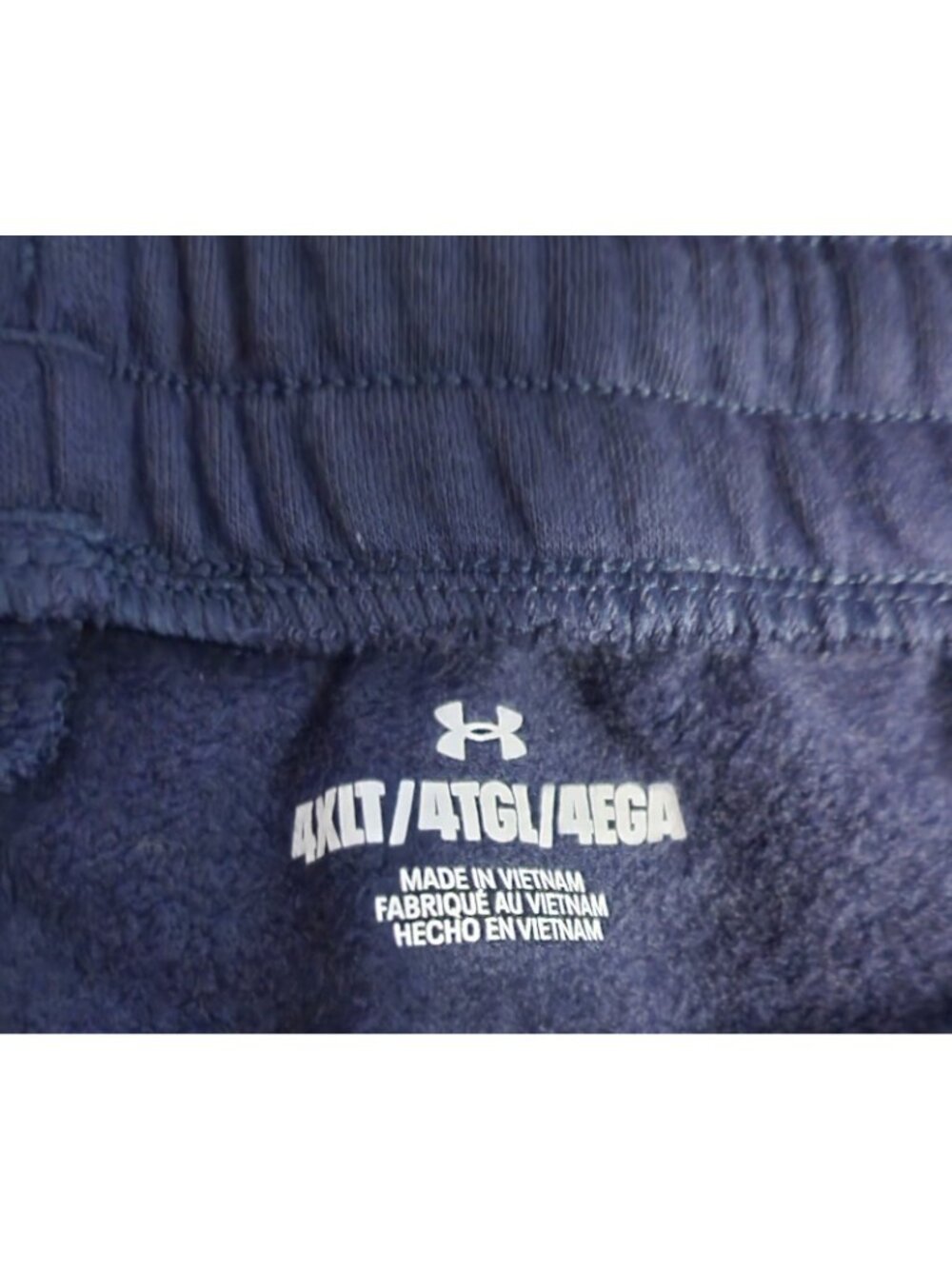 Under Armour UA Rival Fleece Pants Navy White 4XLT Loose Drawstring Elastic NEW - Picture 3 of 9